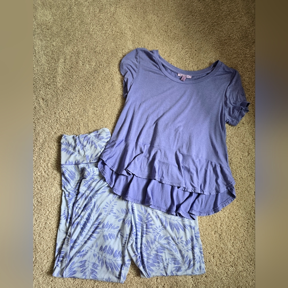 Hale Bob Bamboo Blend Pajama Lounge Set Size Small Lavender Purple Pants & Top